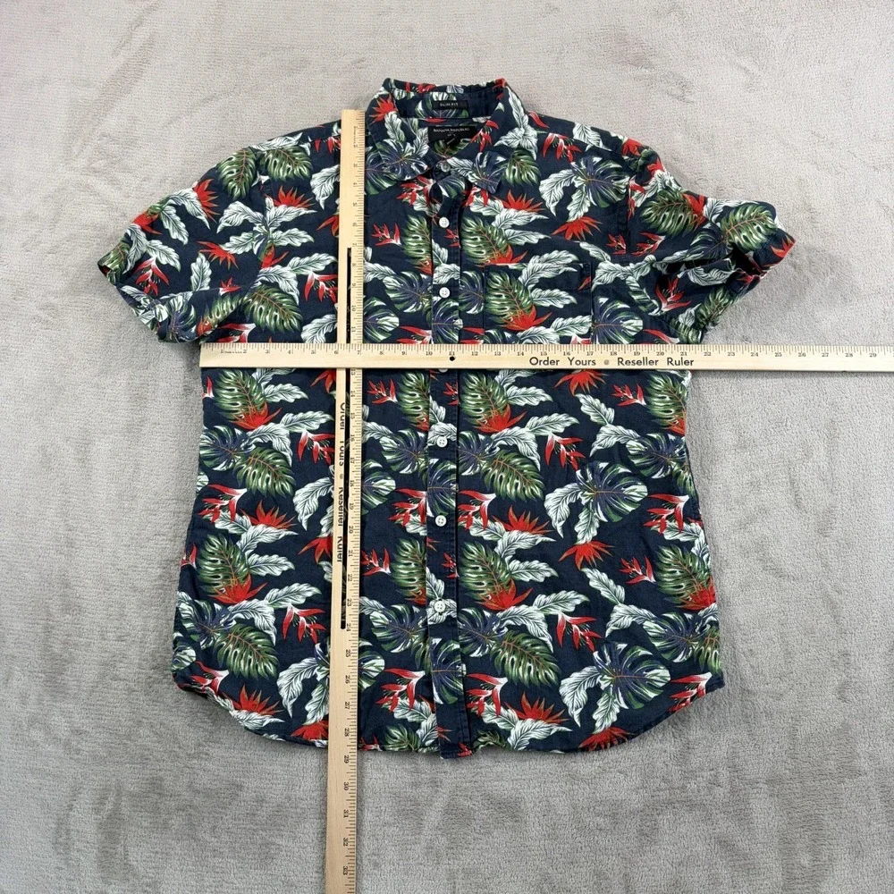 Banana Republic Slim Fit Linen Blend Shirt in Multi Tropical Floral Men Large